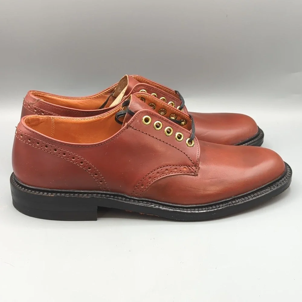 Vintage LL Bean Leather Plain Toe Derby Dress Shoes Mens 10.5 C Brown USA